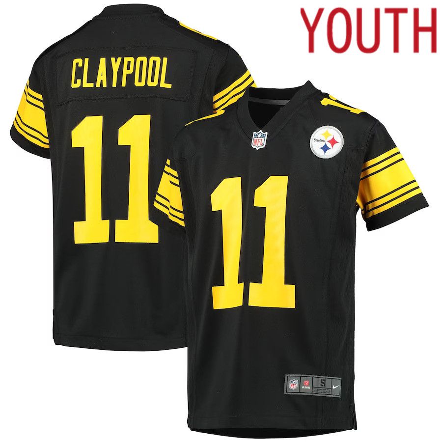 Youth Pittsburgh Steelers 11 Chase Claypool Nike Black Alternate Player Game NFL Jersey